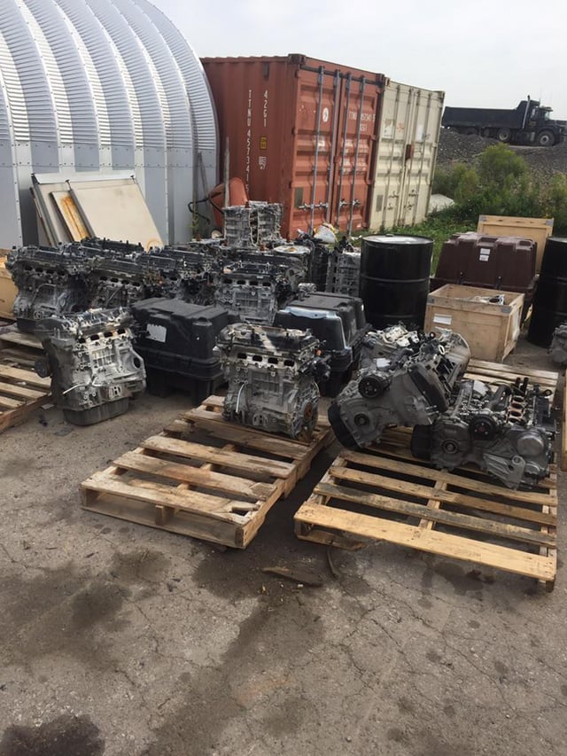 Failed Kia and Hyundai engines at dealership showing widespread problem